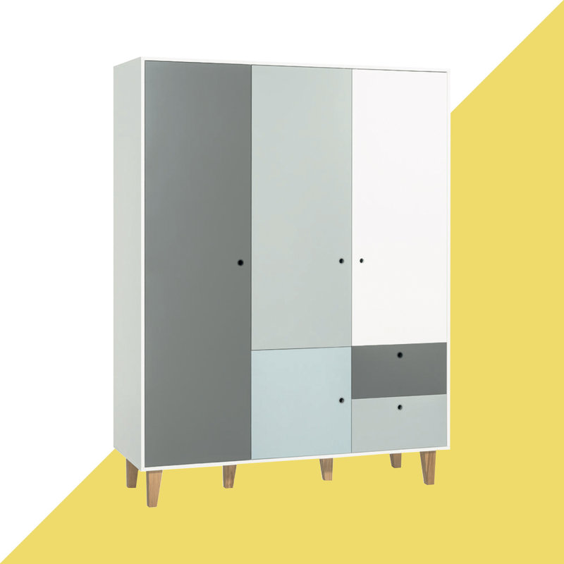 Aleana 3 Door Wardrobe, Sky Blue