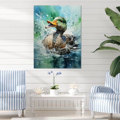 Duck Springtime Splash - Duck Animal Wall Art