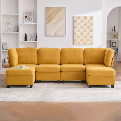 Modular Sectional Sofa Freely Combinable 6-Seat Convertible Sectionals with Chaise U Shaped Oversized Couches with Storage Ottoman for Home and Office