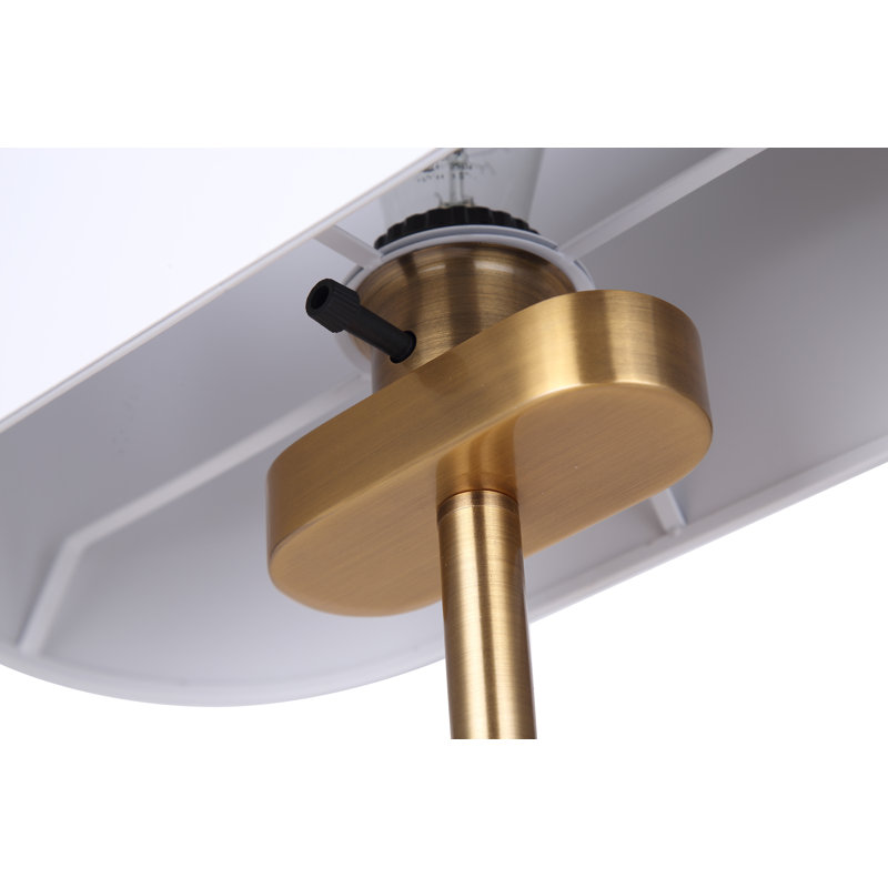 Lampe de table 1 lumière Acima au et abat-jour en métal, Or, Blanc mat