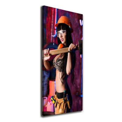 Female Worker - Wrapped Canvas Print