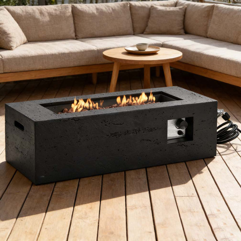 Foyer d'extérieur extérieur au propane rectangulaire, Noir
