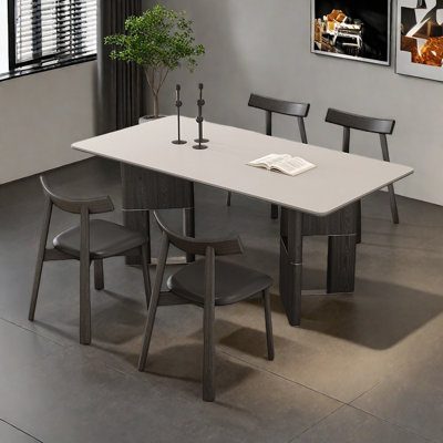 Vintage solid wood home black dining table set
