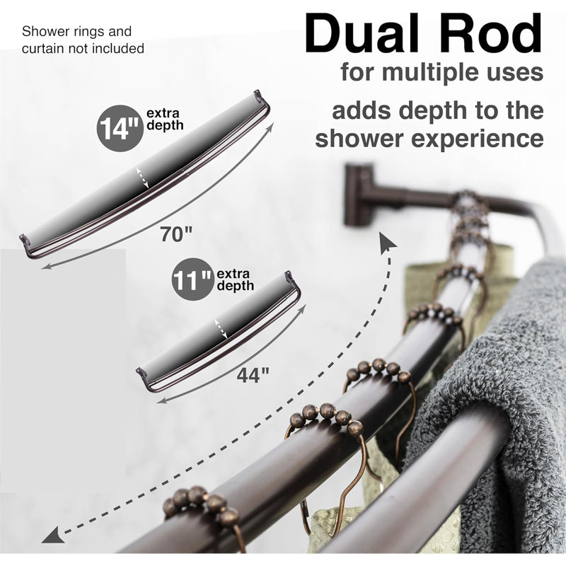 70'' Oil Rubbed Bronze Double Curved Shower Curtain Rod