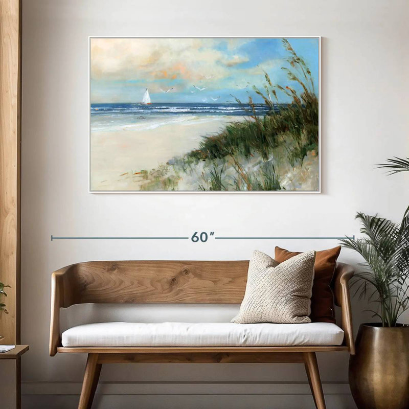 Oak Island Sunrise, 46 po x 31 po, Cadre flottant blanc