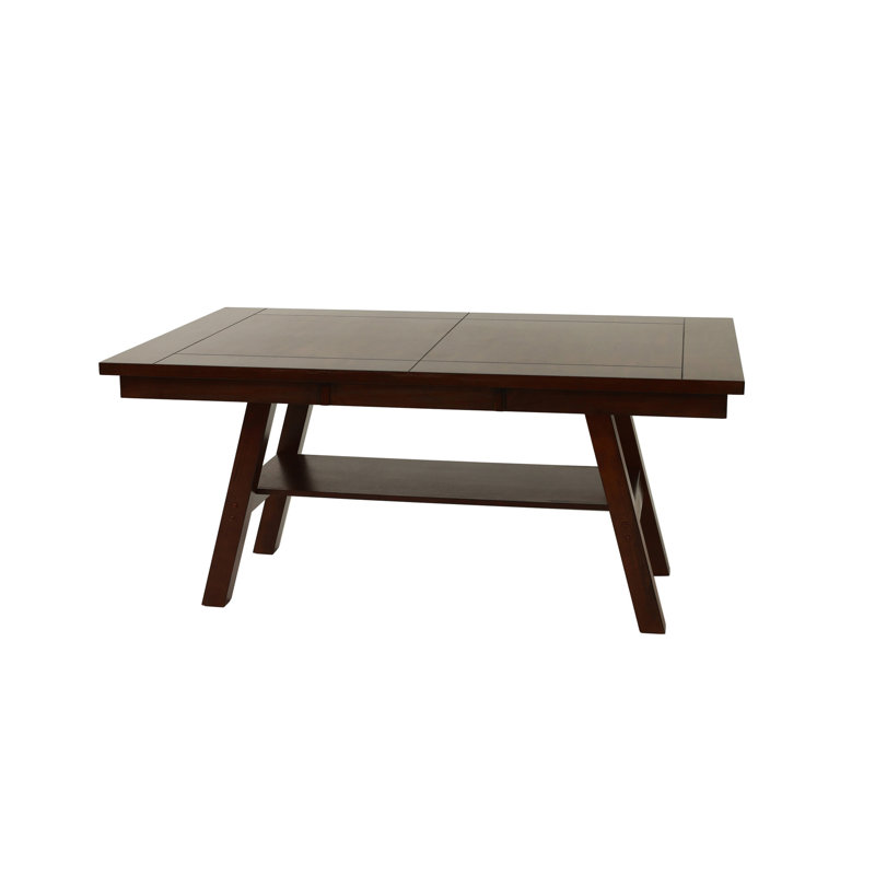 Table de salle à manger rectangulaire moderne, aspect noyer foncé, en bois d'hévéa