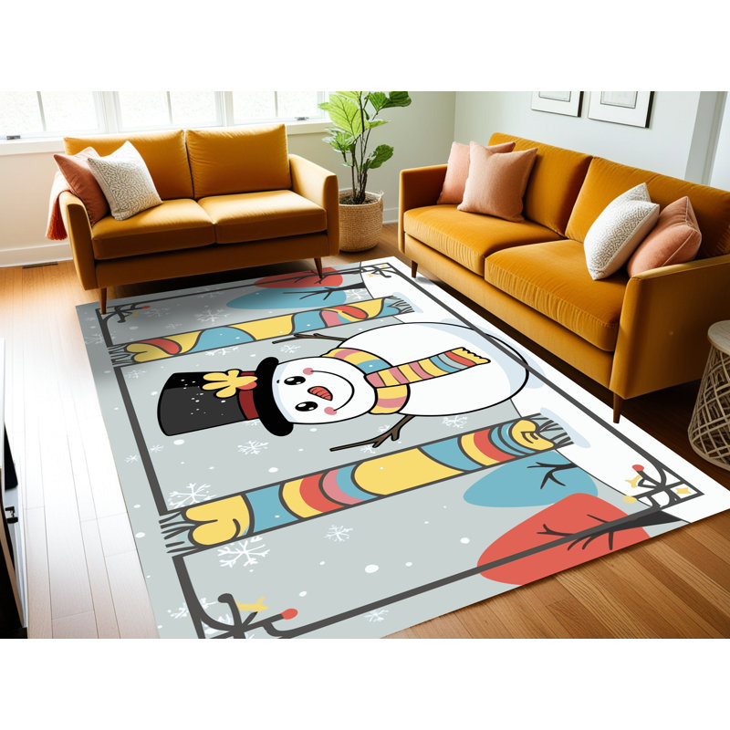 Tapis de vacances d'hiver de Noël lavable The Holiday Aisle®, Rectangulaire 2 pi x 3 pi