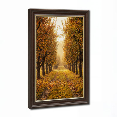 Art d'automne, sentier d'automne avec lumière dorée sur toile