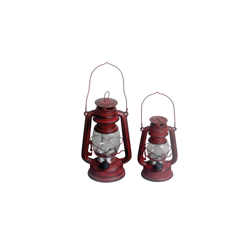 Flameless Candle with Iron Holder, 25cm H x 15cm W x 12cm D, Red