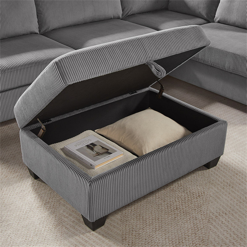 Canapé modulaire en tissu velours côtelé gris foncé 107 po Romano