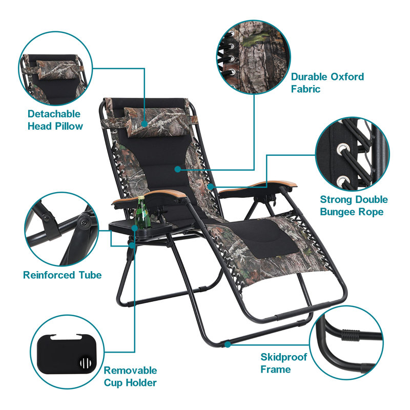Fauteuil inclinable zéro gravité avec coussin Talecia, Camouflage