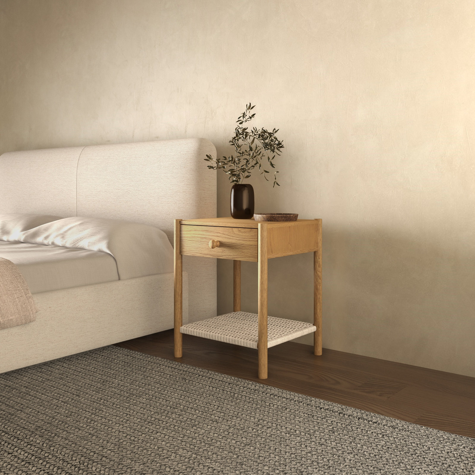 1-Drawer Nightstand, Natural