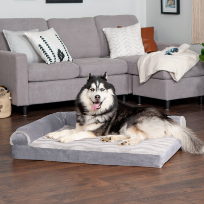 Wave Fur and Velvet Orthopedic Deluxe Chaise Lounge Pet Bed