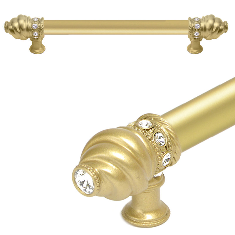 Caché 9 inches c.c. with 5/8 smooth center long pull with 16 rivoli Swarovski Aurore Boreale Crystals in Gilded Mercury, 6"