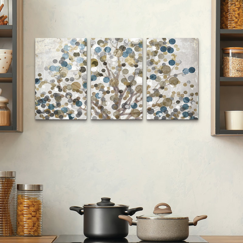 Ensemble de 3 panneaux d'art mural - Bubble Tree «Color Bakery» pour décoration de salon, de chambre à coucher ou de bureau 