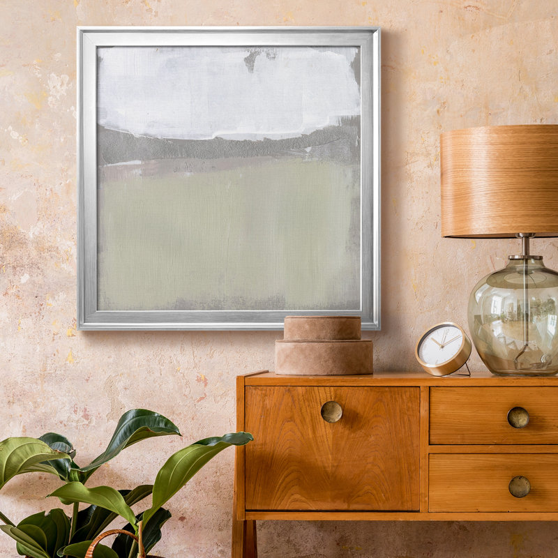 Toile encadrée «Silver Ribbon Horizon I-Premium» - prête à être accrochée, Toile avec cadre argenté