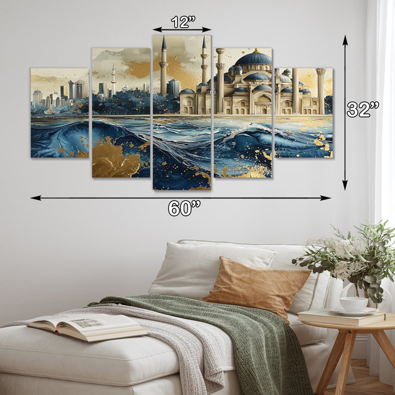 «Blue City», art mural bleu sur toile