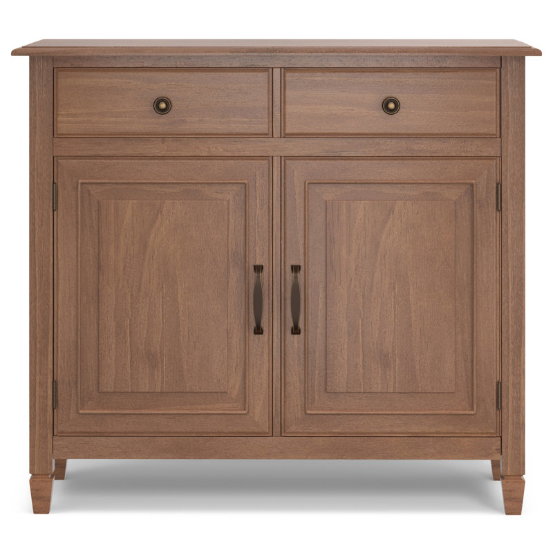 Connaught 40"W Solid Wood 2-Shelf Entryway Storage Cabinet with 2 Storage Drawers, Medium Saddle Brown