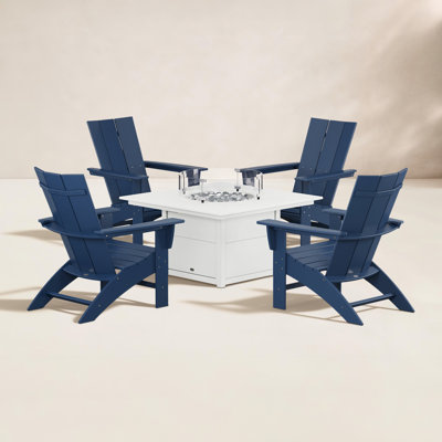 POLYWOOD® Modern Adirondack 4-Person Patio Seating Group