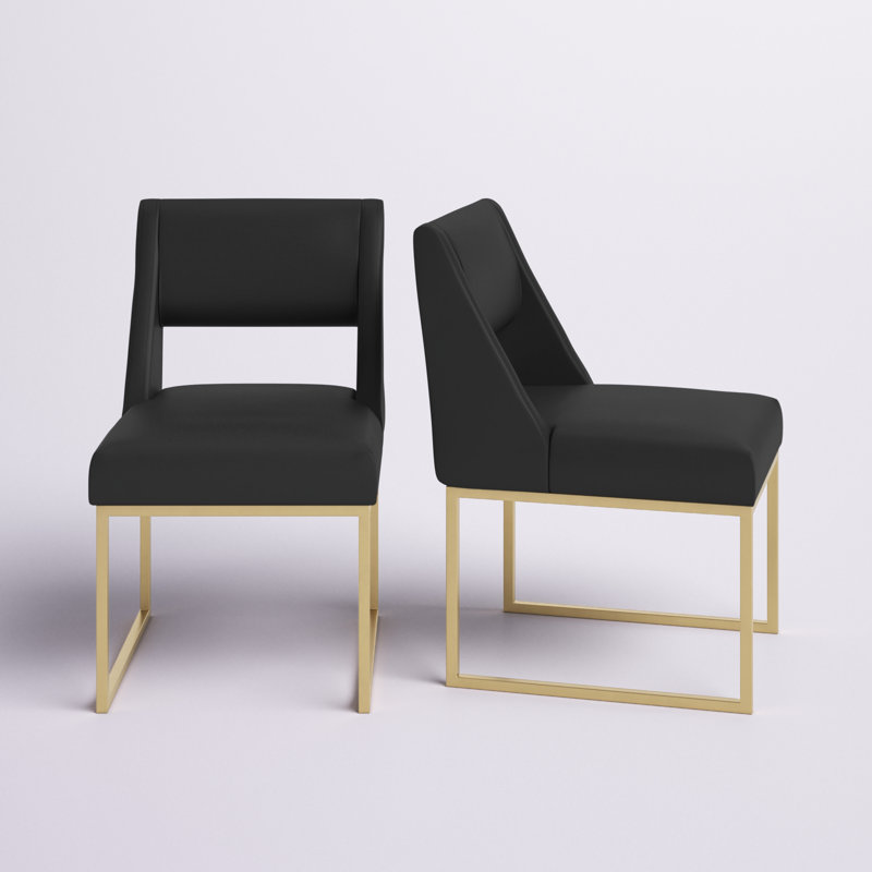 Stefania Faux Leather Dining Chair, Black Vegan Leather