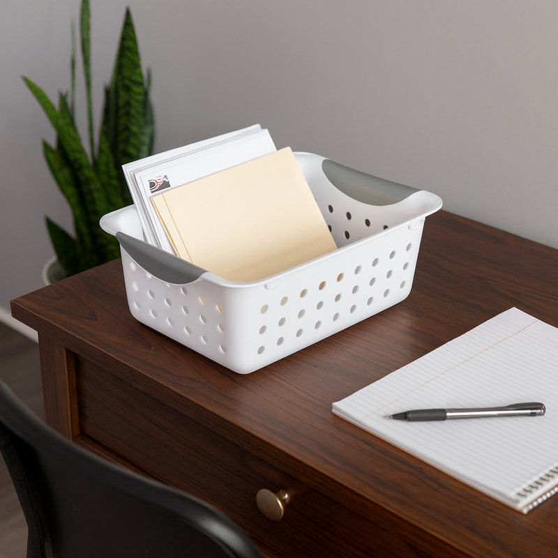 Ensemble de 4 paniers de rangement durables en plastique blanc