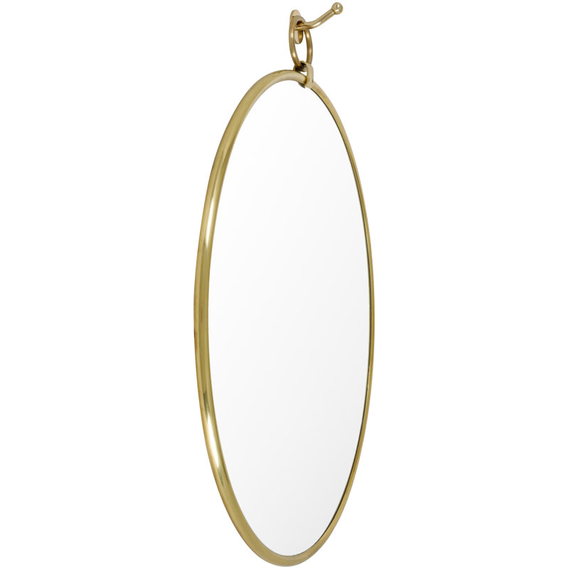 Globes Metal Flat Wall Mirror, 35.5" x 32", Gold