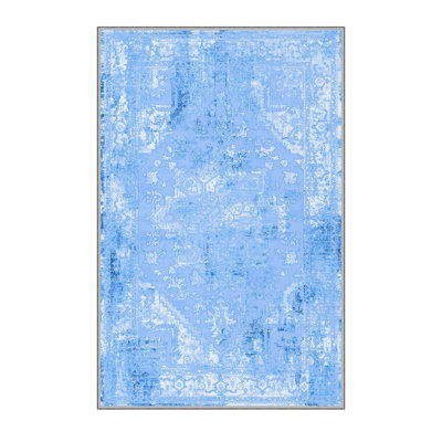 Antibacterial Woven Carpet (3D Digital Print) 4. x 5.9 Feet, 1% Polyester, Pile Height: .3 Inches | PVC Felt Dot Non-Slip Underside, Machine Washable, Perfect for Living Room & Bedroom Decor
