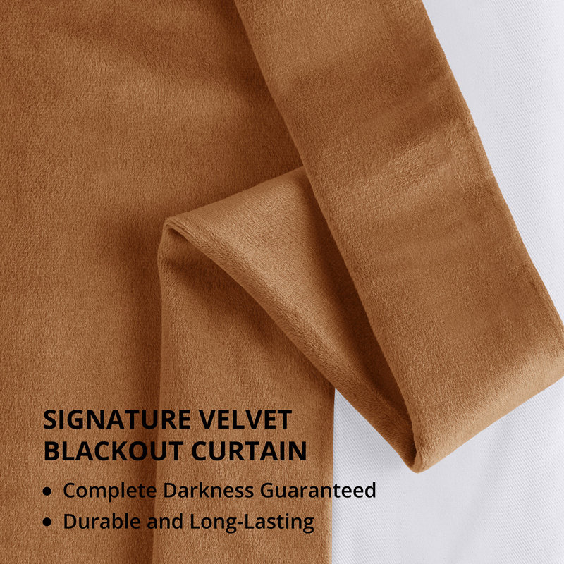 Olivia Velvet Blackout Curtain (1 Panel), Burnt Pumpkin, 50" W x 84" L
