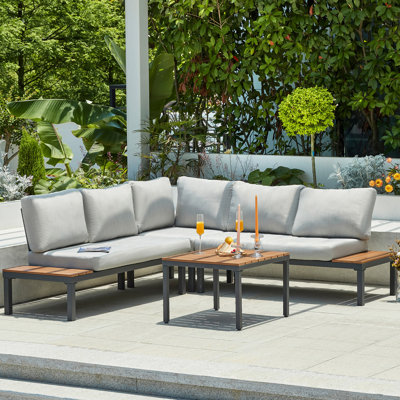 Lovene 5 - Person Modular Patio Conversation Sets with Cushions
