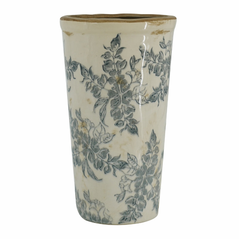 Ceramic Flower Vase, 9.6" H x 5.3" W x 5.3" D