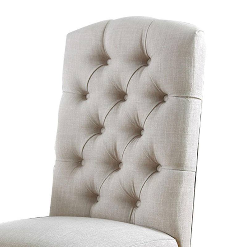 Gray Linen Upholstered High Back Parsons Side Chair