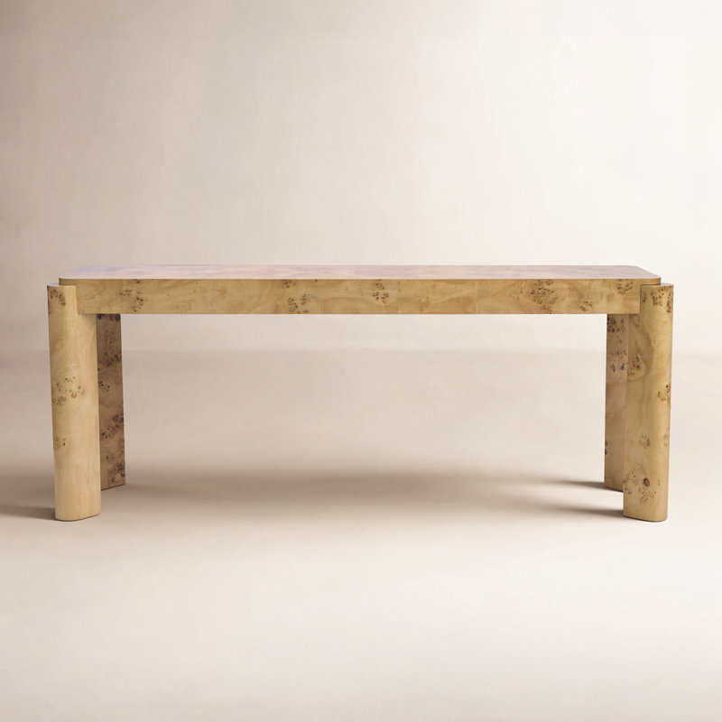Jakus Maple Burl Vanity Desk With Hidden Drawer 63.1 Inch Console Table For Home Office Or Makeup Storage, Beige