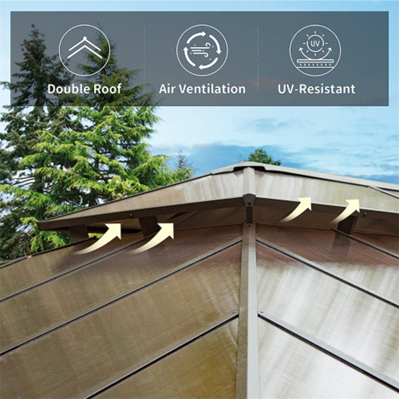 Versatile Hardtop Gazebo – Perfect for Relaxation, Yellow Brown