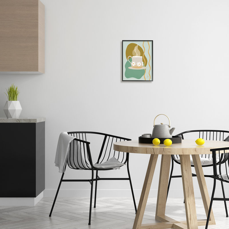 «Contemporary Coffee Cup Shapes On Wood» par Birch & Ink, impression, Giclée encadrée noir minuit, H 11 po x l 14 po