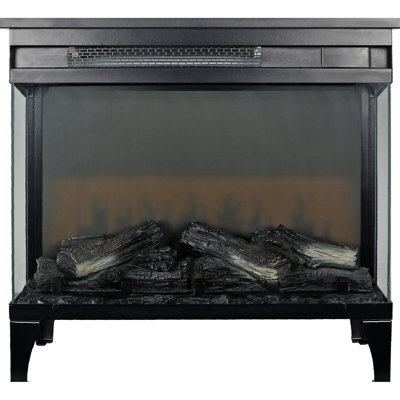 Foyer électrique à trois côtés en verre 24 po - 1500W de chaleur, 11 réglages de température, 4 couleurs de flamme, 5 niveaux de luminosité, infrarouge autoportant, facile à installer, télécommande avec options de 24 pouces,