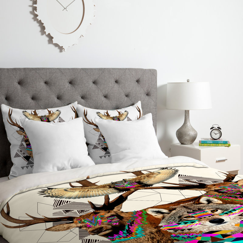 Ensemble de housse de couette Forest Friends, Housse de couette pour grand lit et 2 taies décor