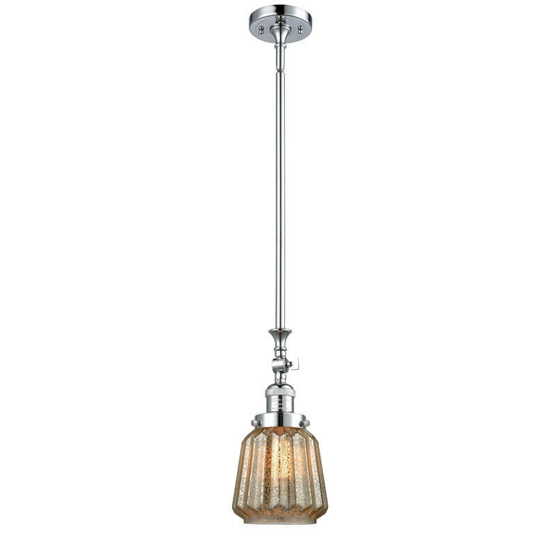 Luminaire suspendu en forme de cloche à 1 lumière Vinson, Plaqué mercure, Chrome poli, Ampoule non incluse