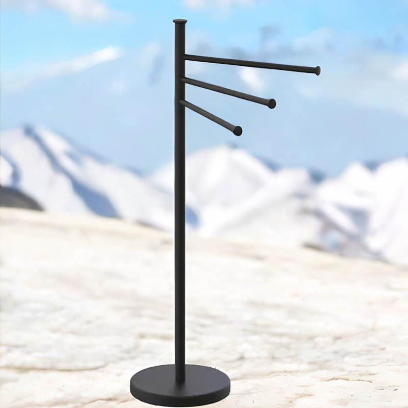 Porte-serviettes sur pied pivotant, Noir