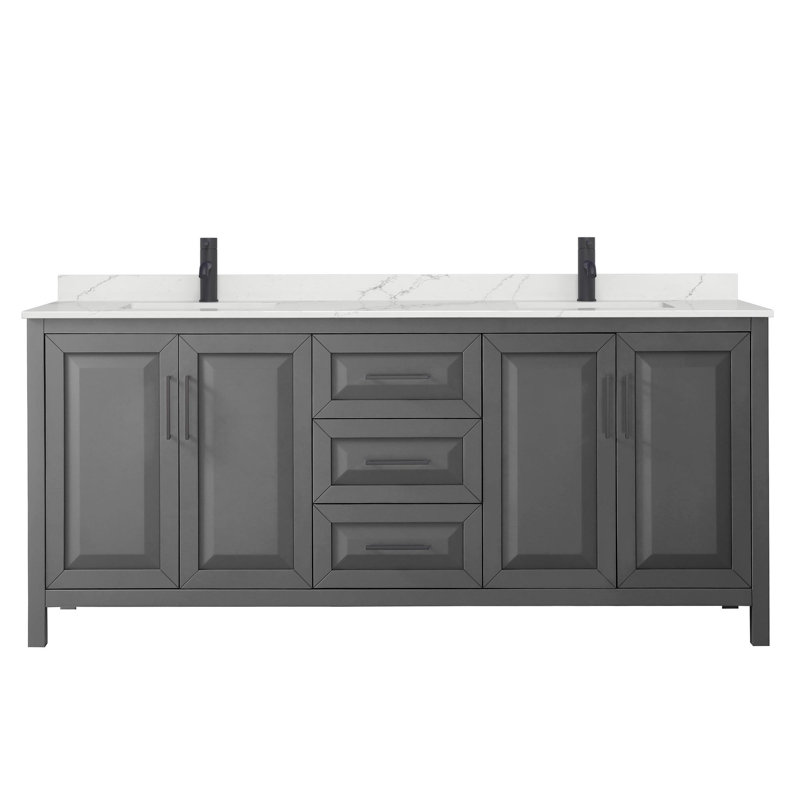 Daria 80'' W Vanity, Matte Black, Gray, Giotto Quartz