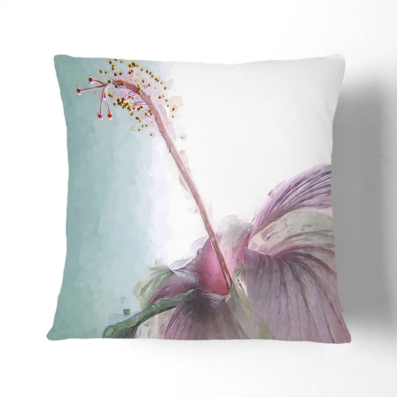 Pink Hibiscus Flower Cushion with Filling, 55cm H x 55cm W x 20cm D, Stone