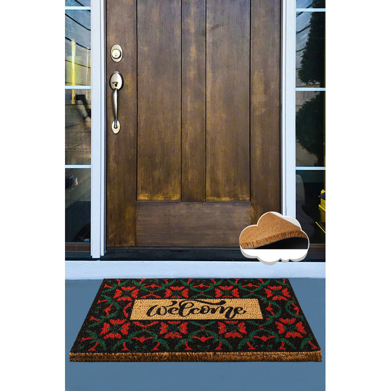 Paillasson 100% coco fait à la main, dessous antidérapant, 15,7 po x 23,6 po | Lavable à la machine à 86 ° F, durable et écologique, parfait pour les vestibules, design élégant pour la maison et le bureau