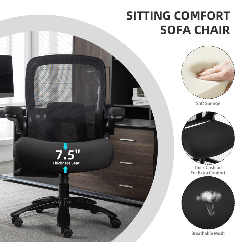 Fauteuil de jeu ergonomique 500 lb, Noir
