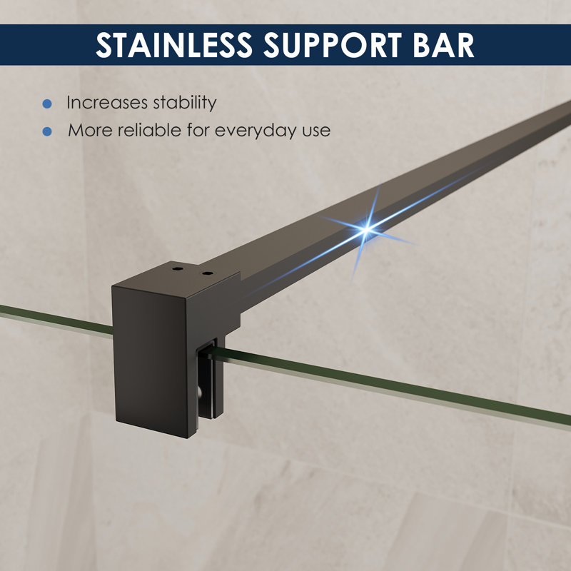 30" x 74"H Frame-less Shower Screen with 8mm Easy-clean Clear Glass
