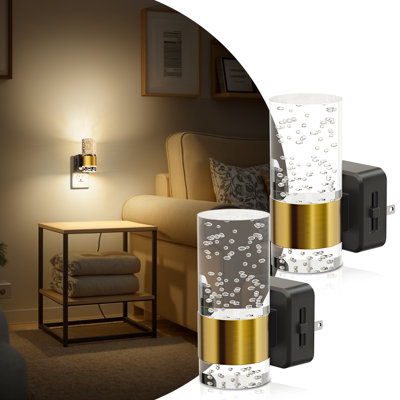 3000K Light Sensor Night Light Wall Sconce Nightstand Plug In Crystal Style Dimmable