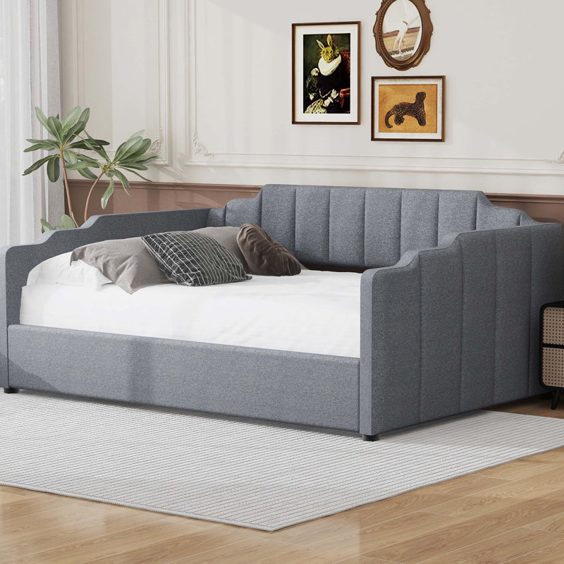 Upholstered Daybed with Underneath Storage, Gray, Full