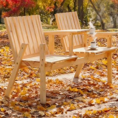 Banc de patio extérieur, banc de jardin avec table centrale et trou pour parasol