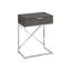 Table d'appoint moderne en gris - plateau en stratifié et structure en métal avec compartiment de rangement spacieux pour la table de chevet de la maison