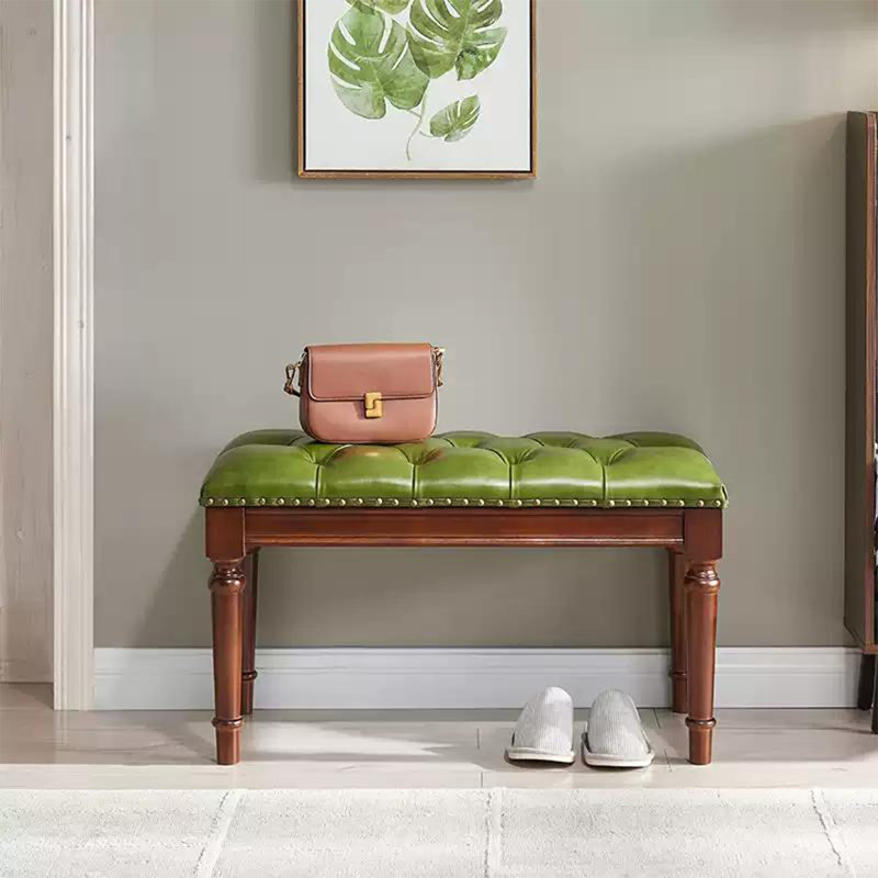 Long banc vert en cuir de style chambre à coucher et vestibule, Vert, H 17,72 po x l 31,5 po x P 14,96 po
