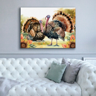 Art mural sur toile Epic Graffiti «Elegant Thanksgiving Turquie pair» par Nicole DeCamp, 54 po x 40 po