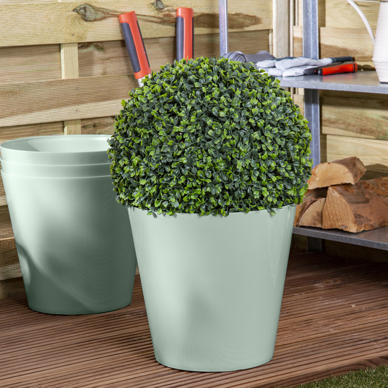 Wham Studio Round Planter Cover, Silver Sage, 28cm H x 30cm W x 30cm D